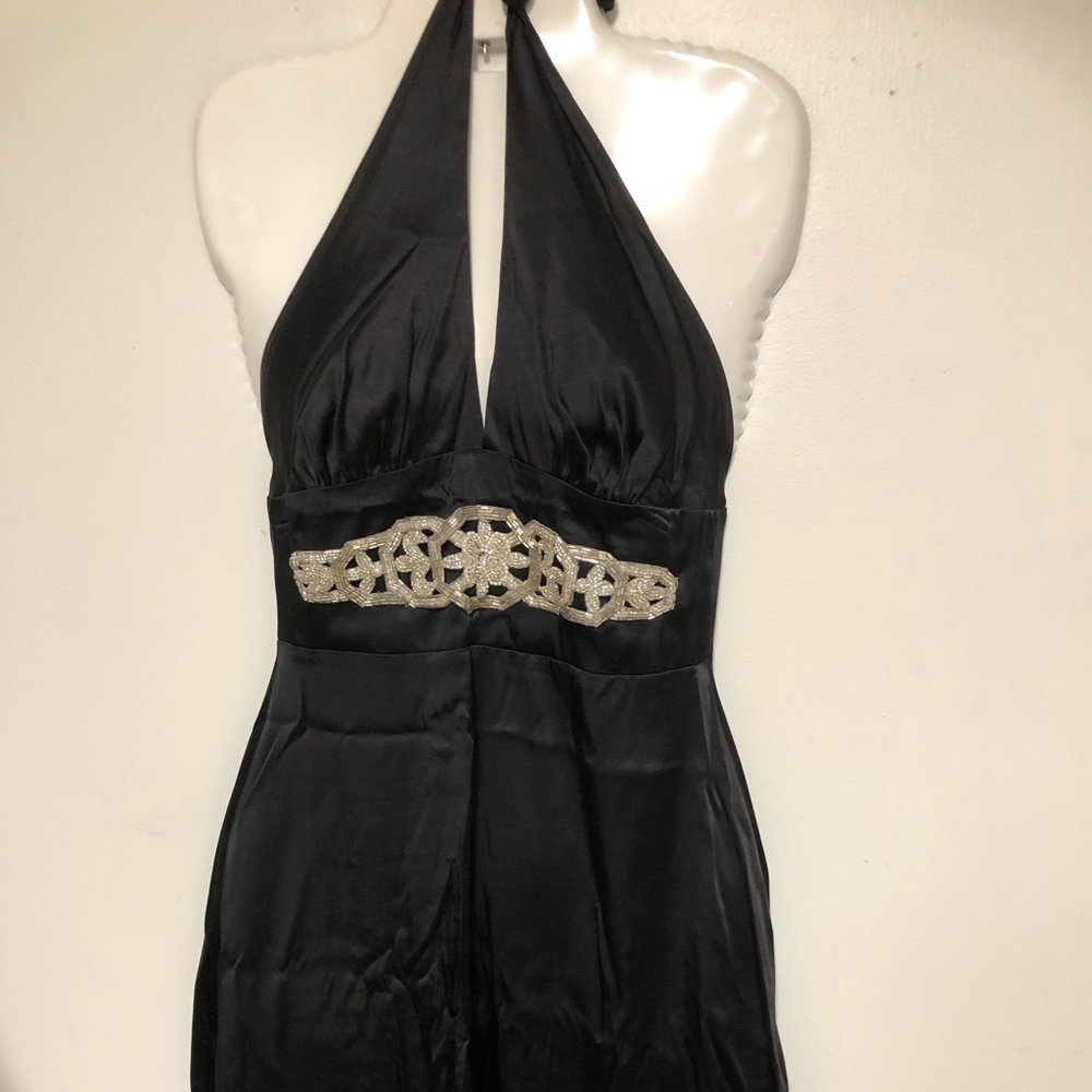 Eva Franco Black Halter with Jewel Waistline Sz 4